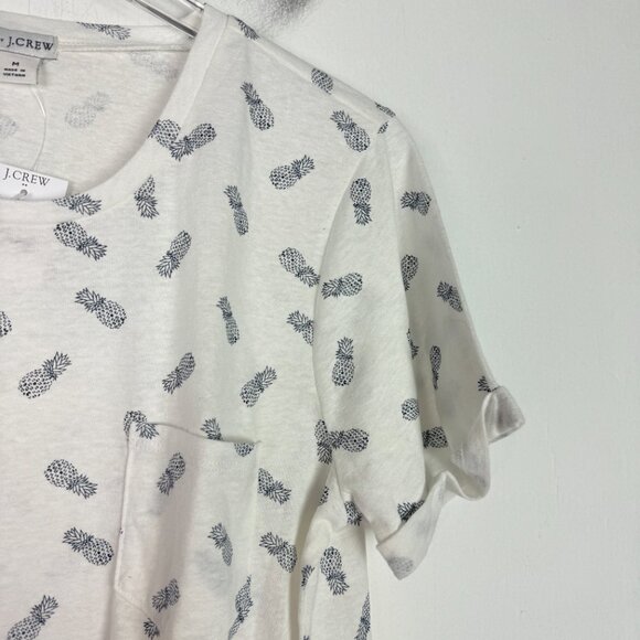 NWT J. Crew Factory Pineapple Tie Waist T-Shirt White Size Medium M NEW - Picture 3 of 11